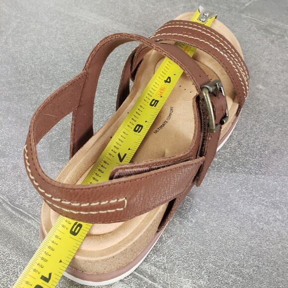 Clarks Collection Sandals 6.5 M Brown Leather Brynn Step Adjustable Strap Shoes - Picture 10 of 12